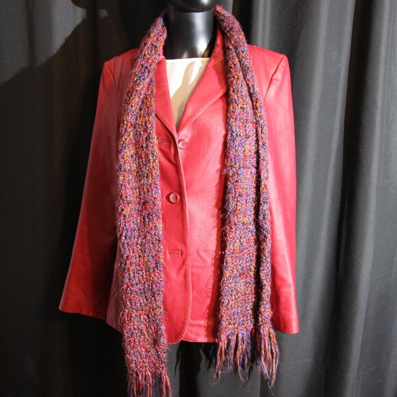 Red Siena Real 100% Leather Coat - Picture 6 of 8